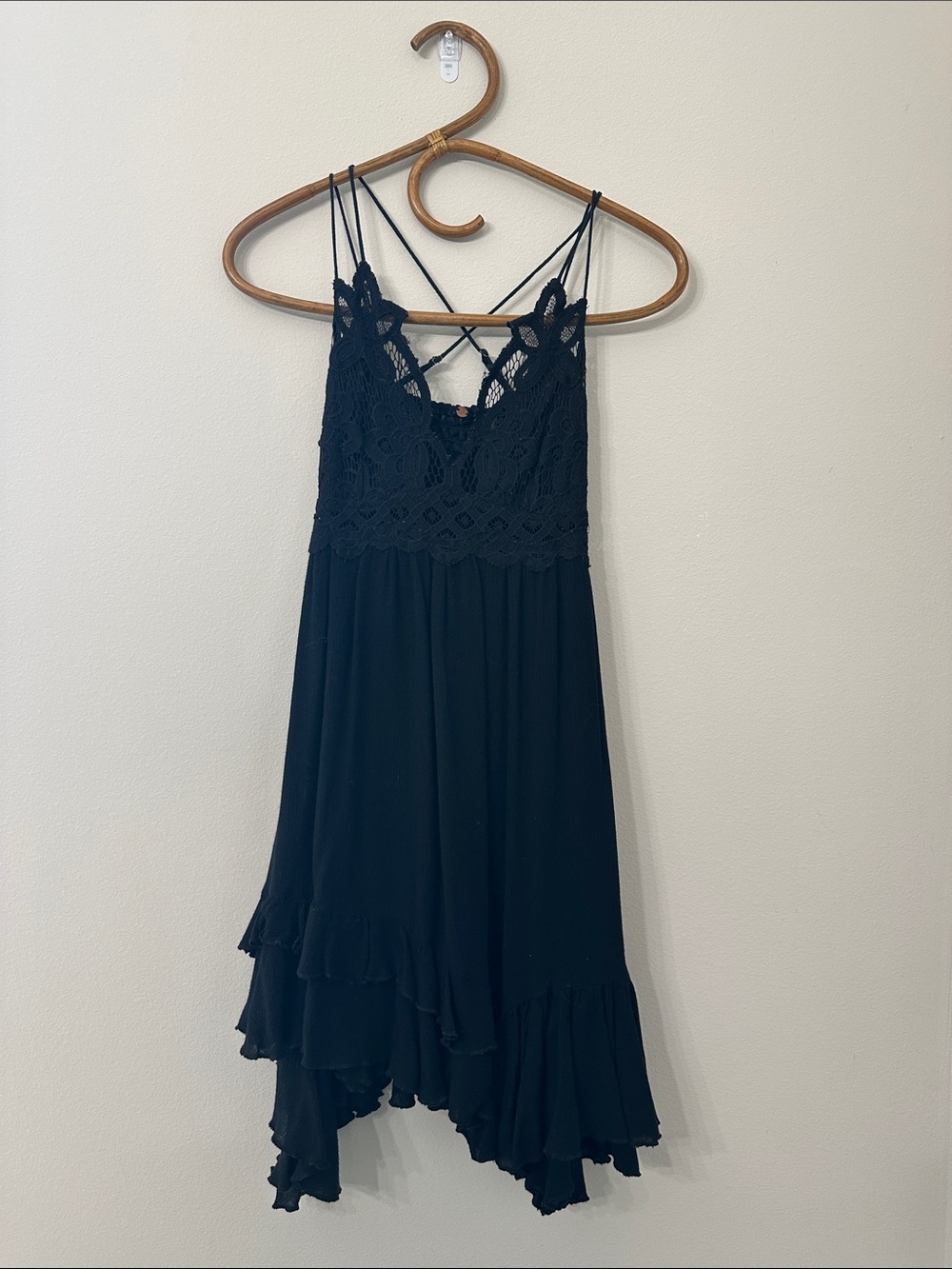 Free People Black Crocheted Lace Mini Dress